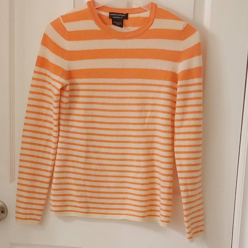 Lord & Taylor orange cream cashmere sweater XS/TP